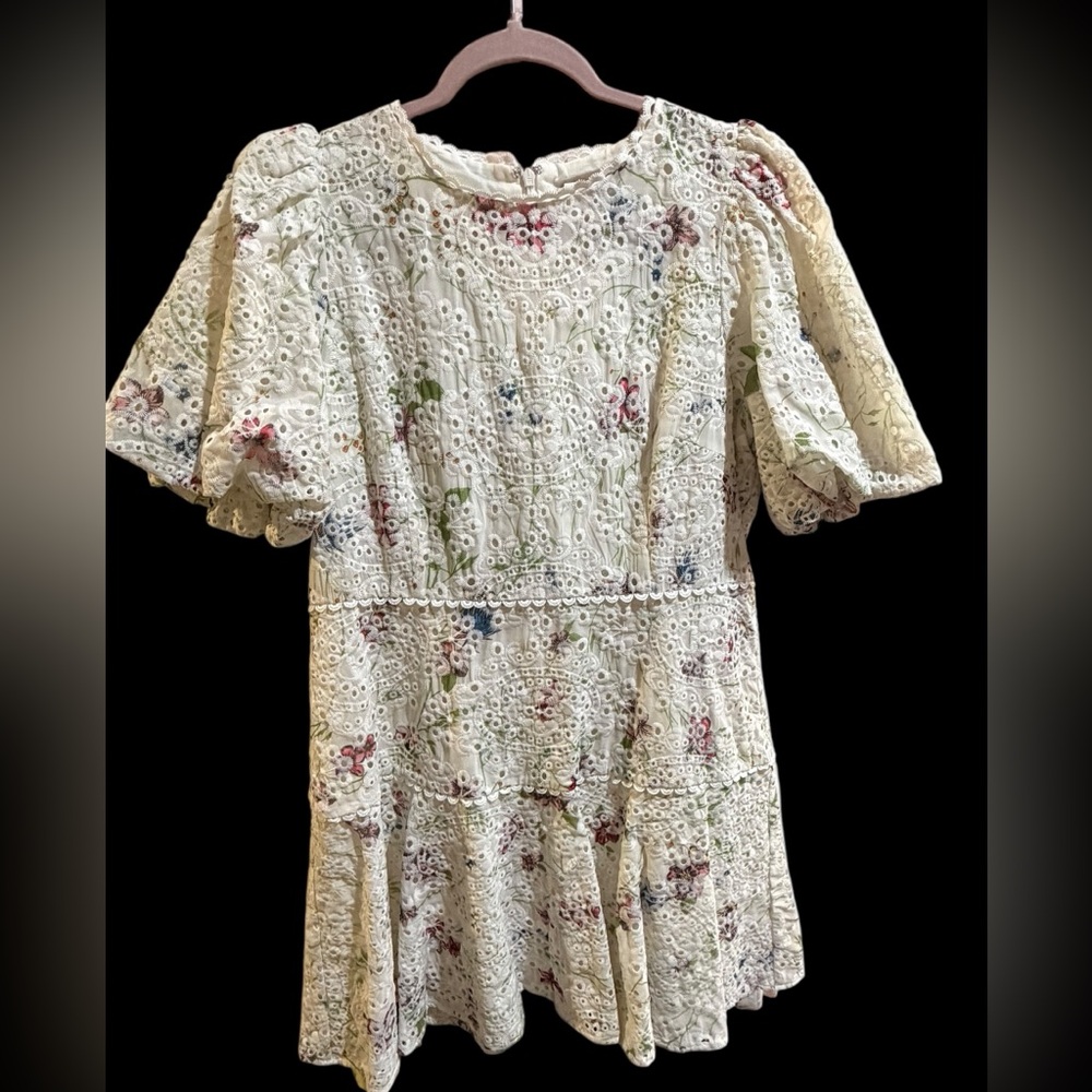 Giani Bernini Cream Floral Eyelet Mini Dress